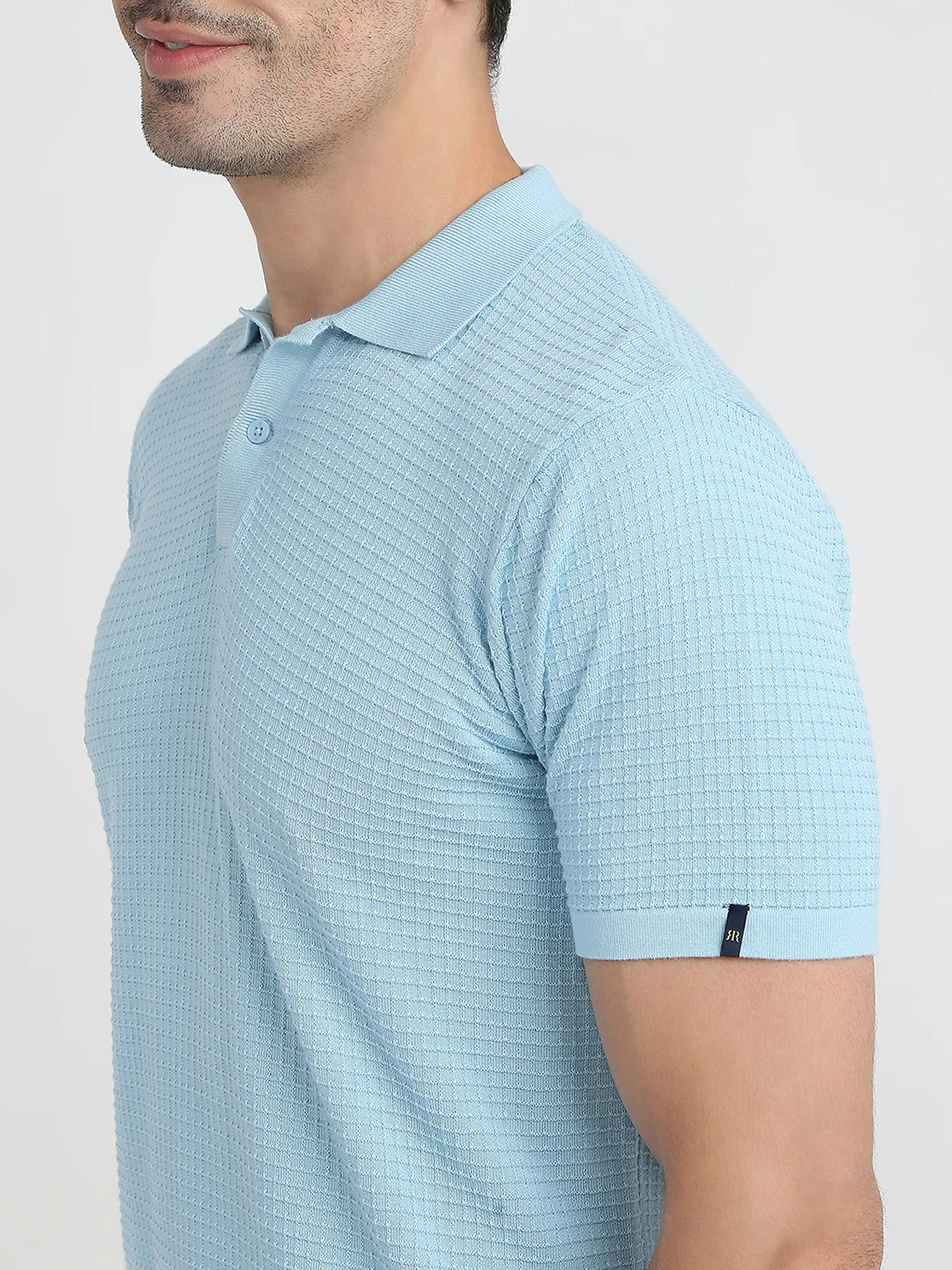Raymond Men Blue Structure Regular Fit Cotton T-Shirt - Image 5