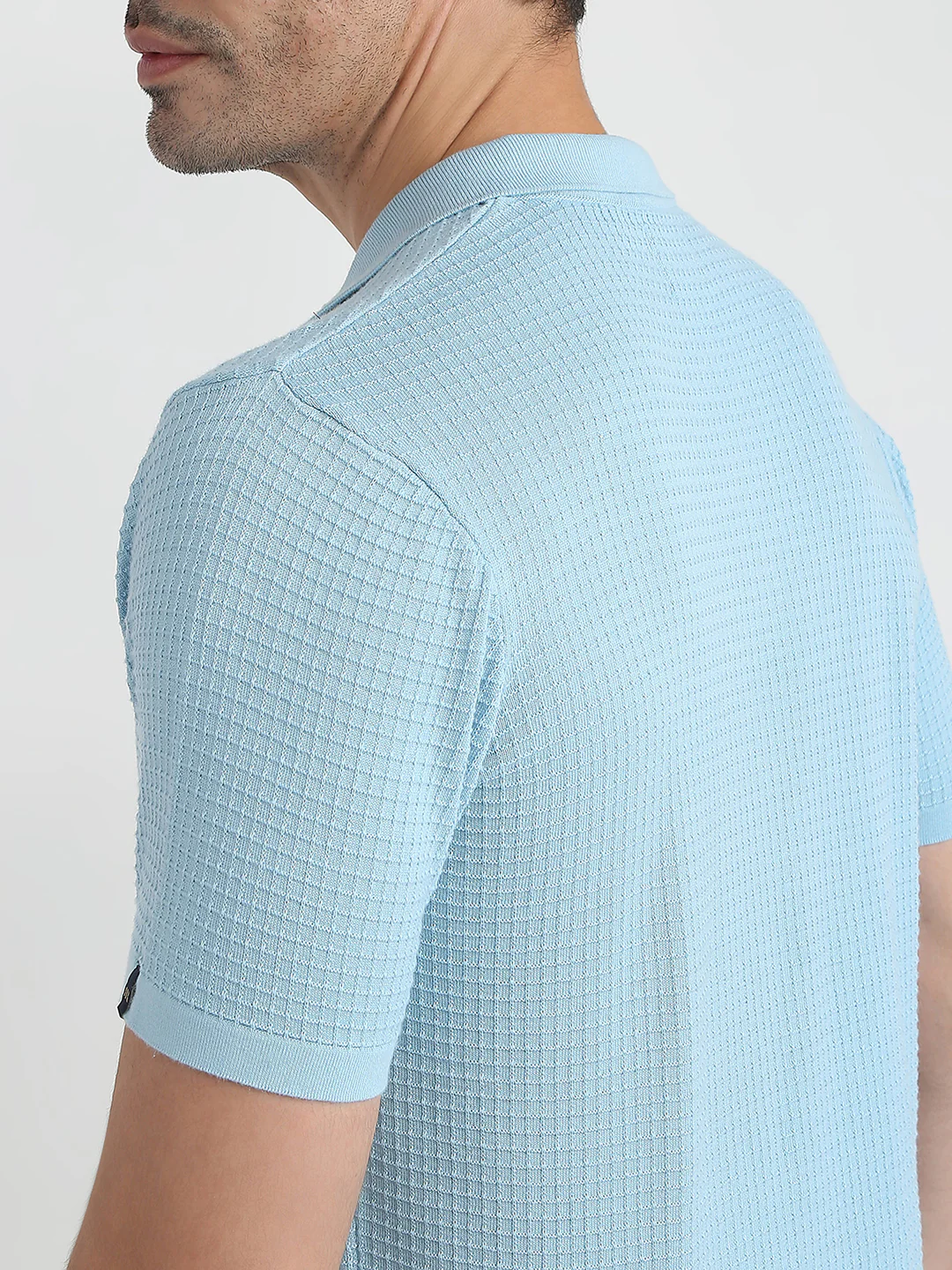 Raymond Men Blue Structure Regular Fit Cotton T-Shirt - Image 6