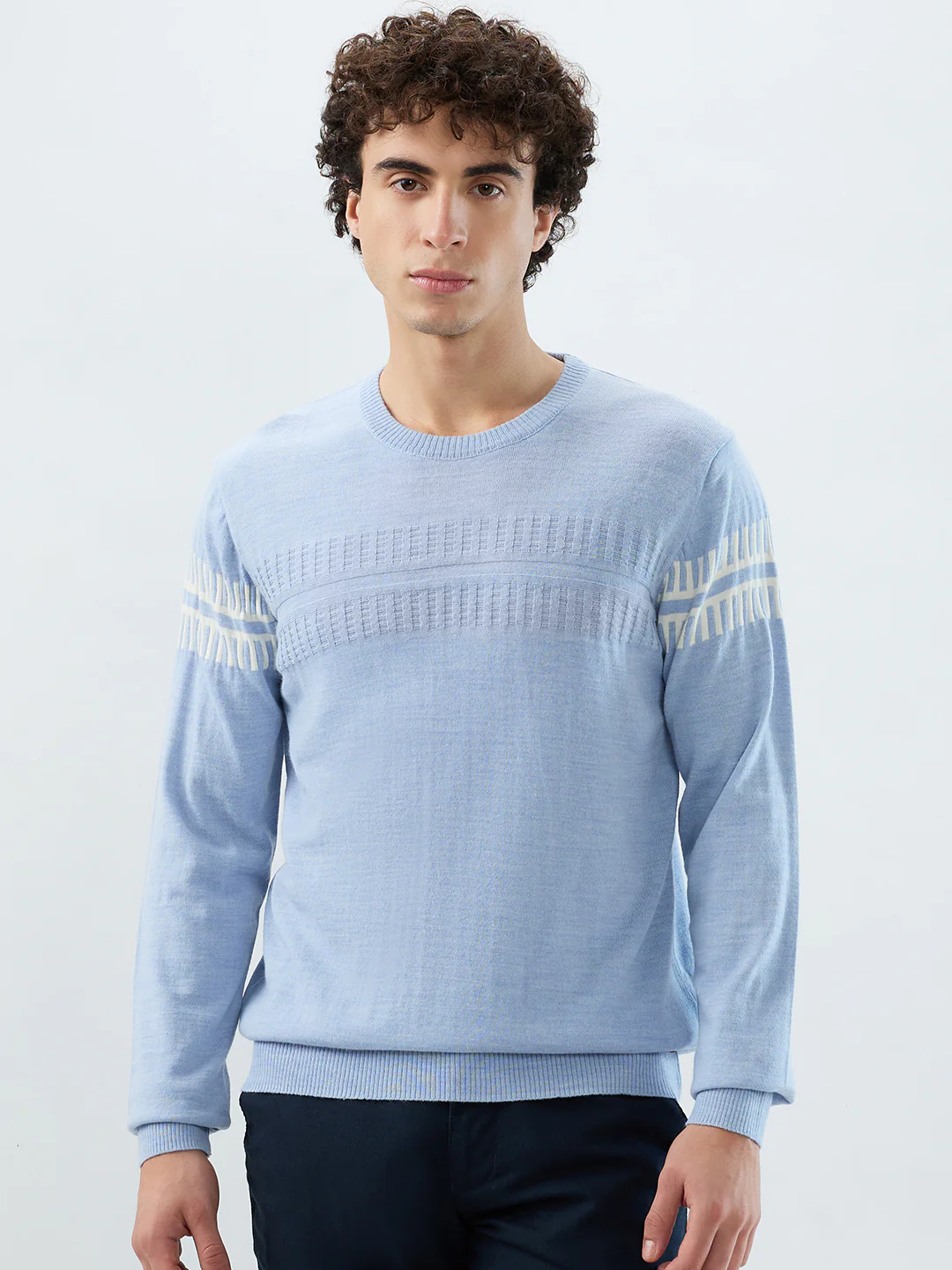 Raymond Men Blue Structure Self Acrylic Blend Sweatshirt