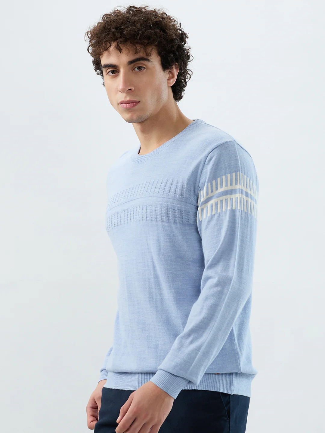 Raymond Men Blue Structure Self Acrylic Blend Sweatshirt - Image 3