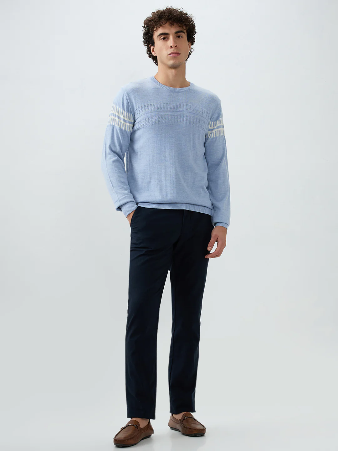 Raymond Men Blue Structure Self Acrylic Blend Sweatshirt - Image 5