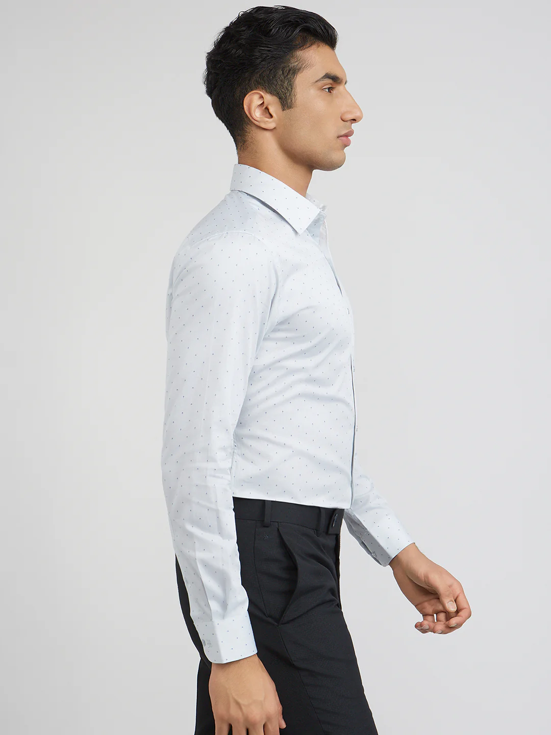 Raymond Men Blue Structure Slim Fit Cotton Blend Shirt - Image 2