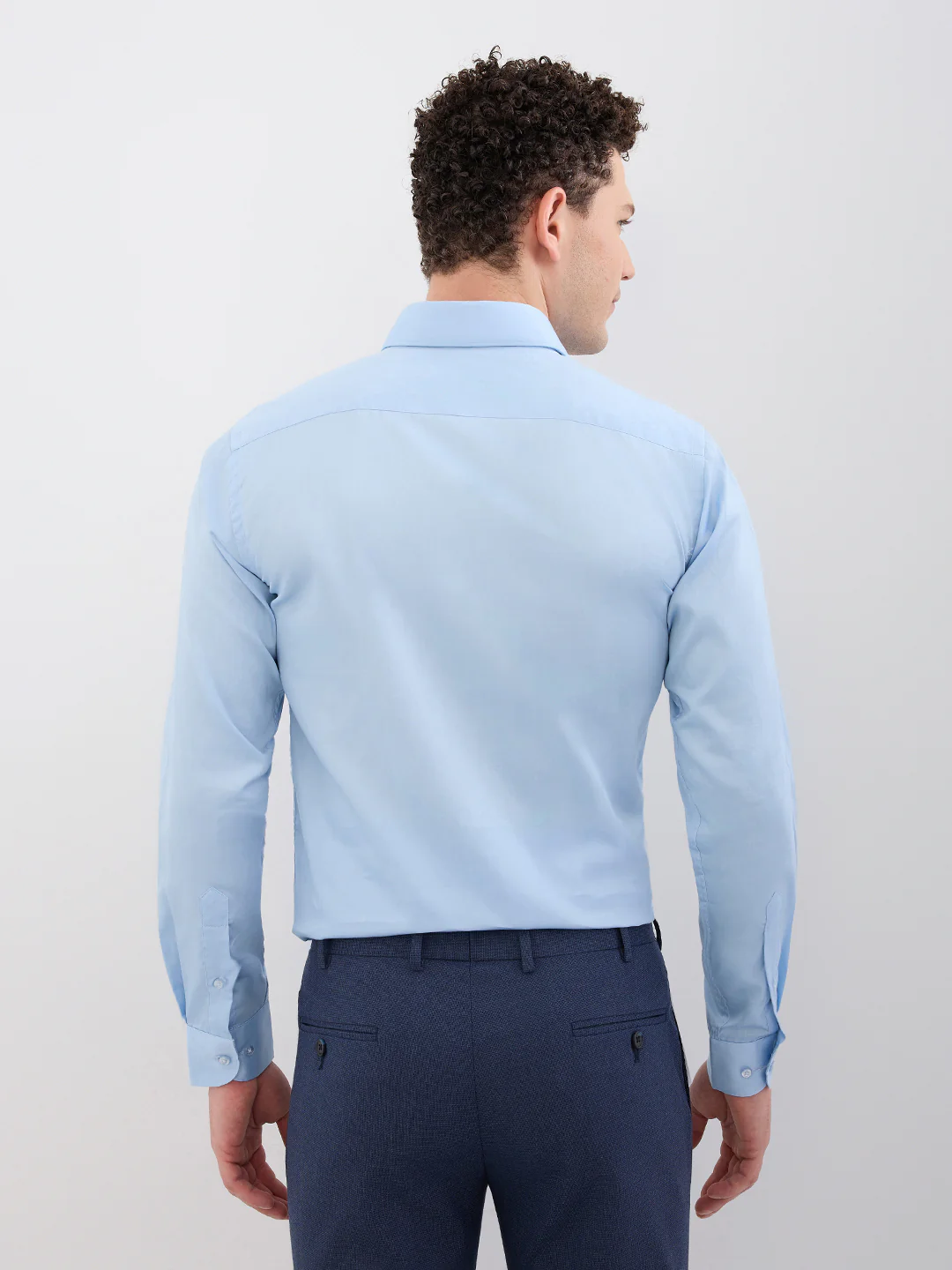 Raymond Men Blue Structure Slim Fit Cotton Blend Shirt - Image 4
