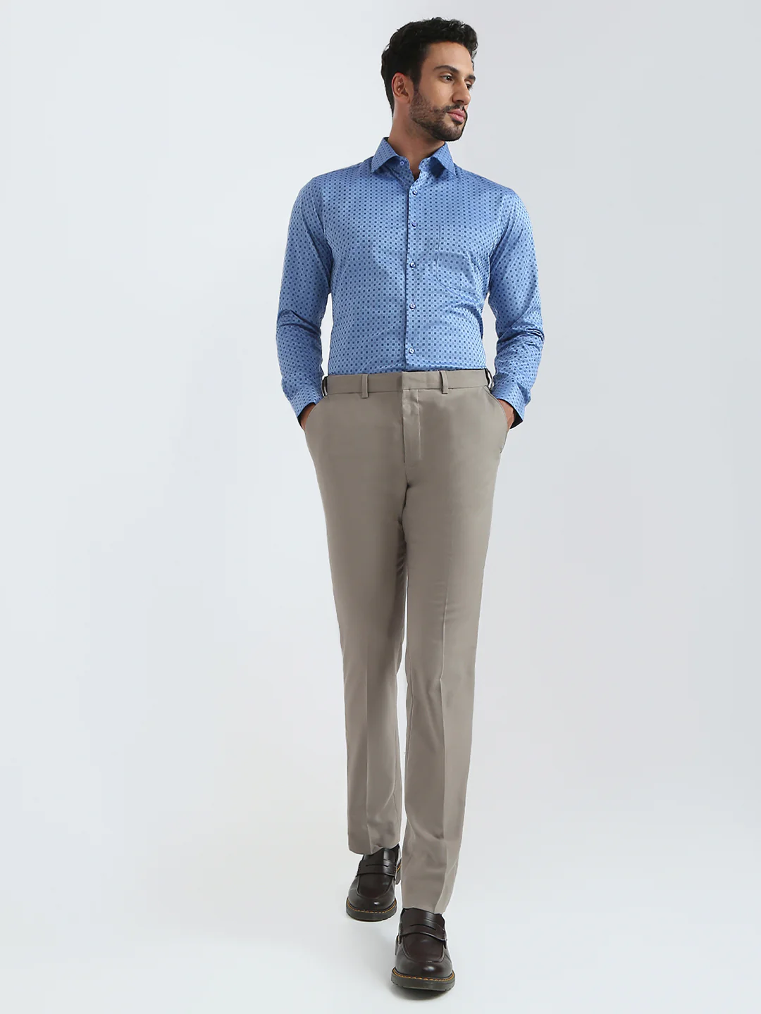Raymond Men Blue Structure Slim Fit Cotton Formal Shirt - Image 5