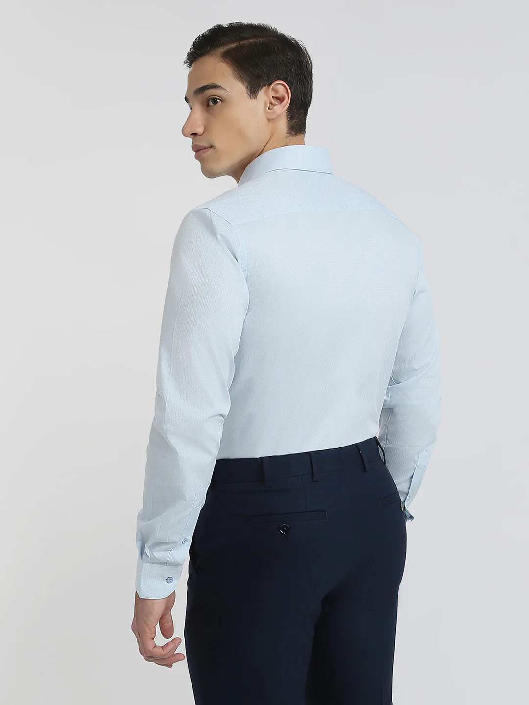 Raymond Men Blue Structure Slim Fit Cotton Formal Shirt - Image 4