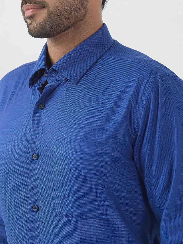 Raymond Men Blue Structure Slim Fit Cotton Formal Shirt - Image 6