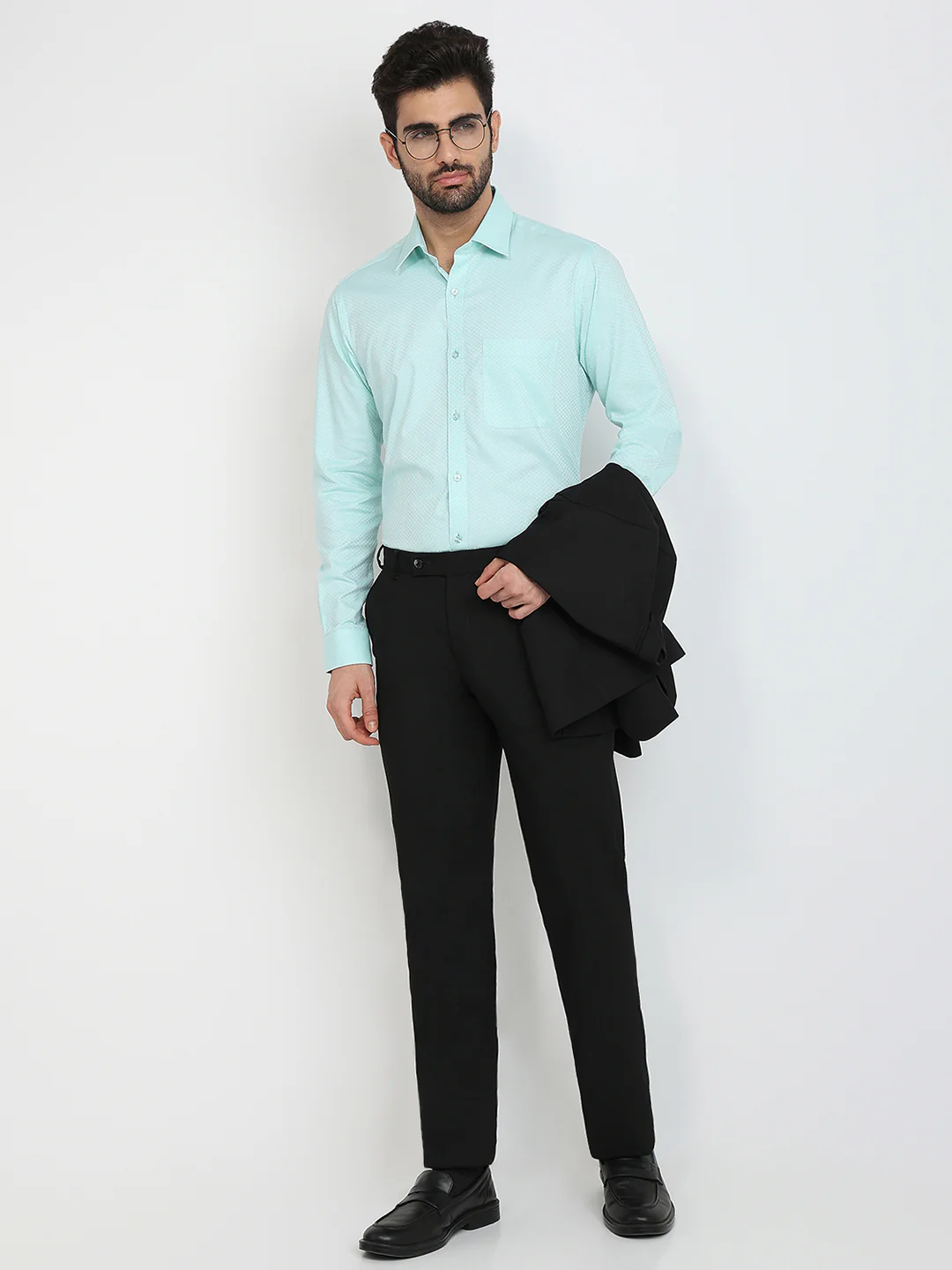 Raymond Men Blue Structure Slim Fit Cotton Formal Shirt - Image 5