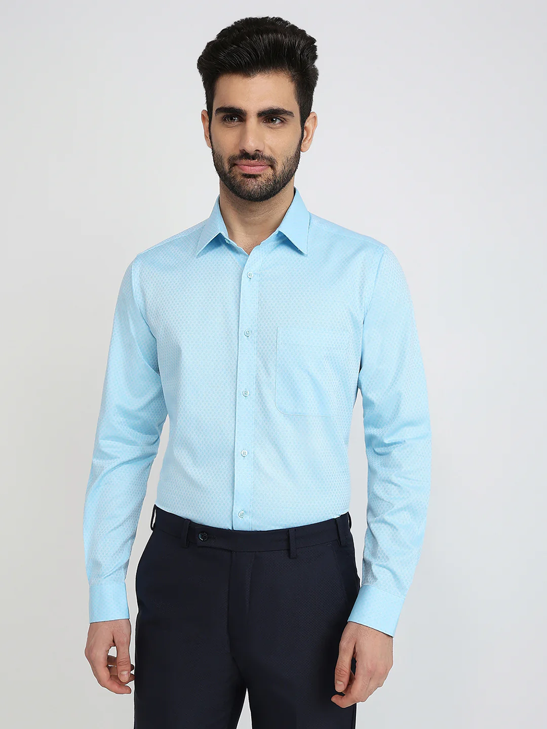 Raymond Men Blue Structure Slim Fit Cotton Formal Shirt