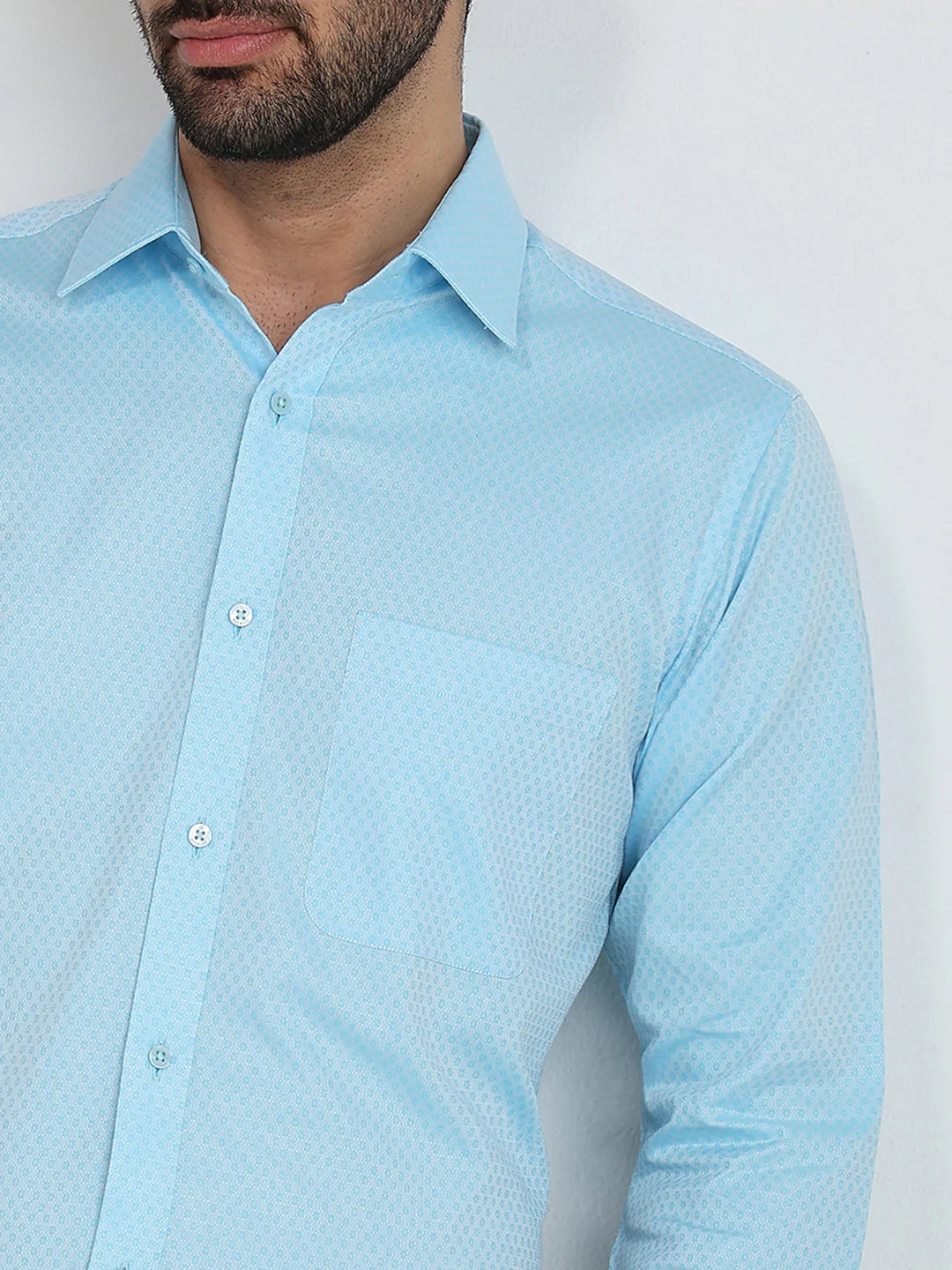 Raymond Men Blue Structure Slim Fit Cotton Formal Shirt - Image 6