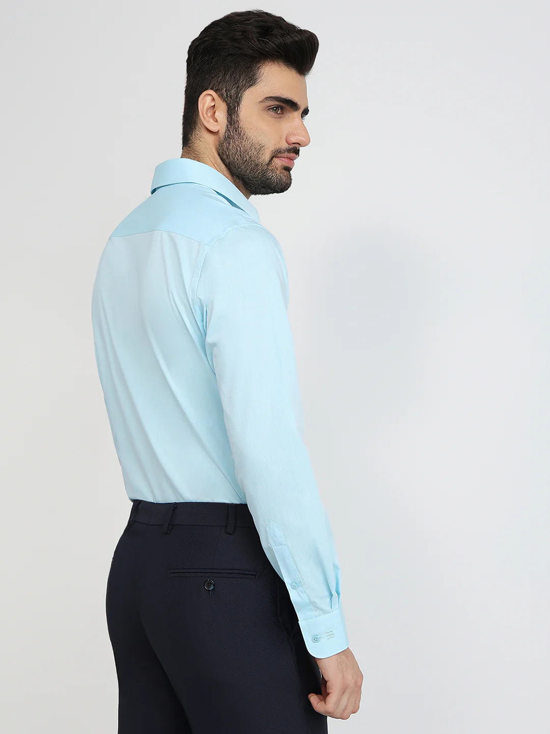 Raymond Men Blue Structure Slim Fit Cotton Formal Shirt - Image 4
