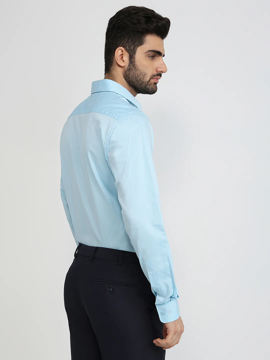 Raymond Men Blue Structure Slim Fit Cotton Formal Shirt - Image 4