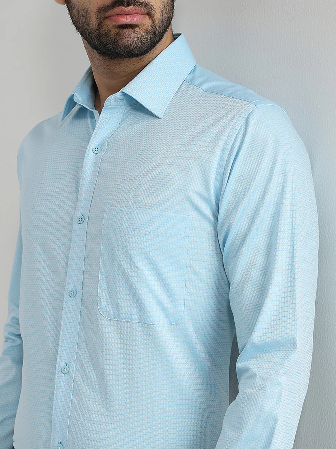 Raymond Men Blue Structure Slim Fit Cotton Formal Shirt - Image 6