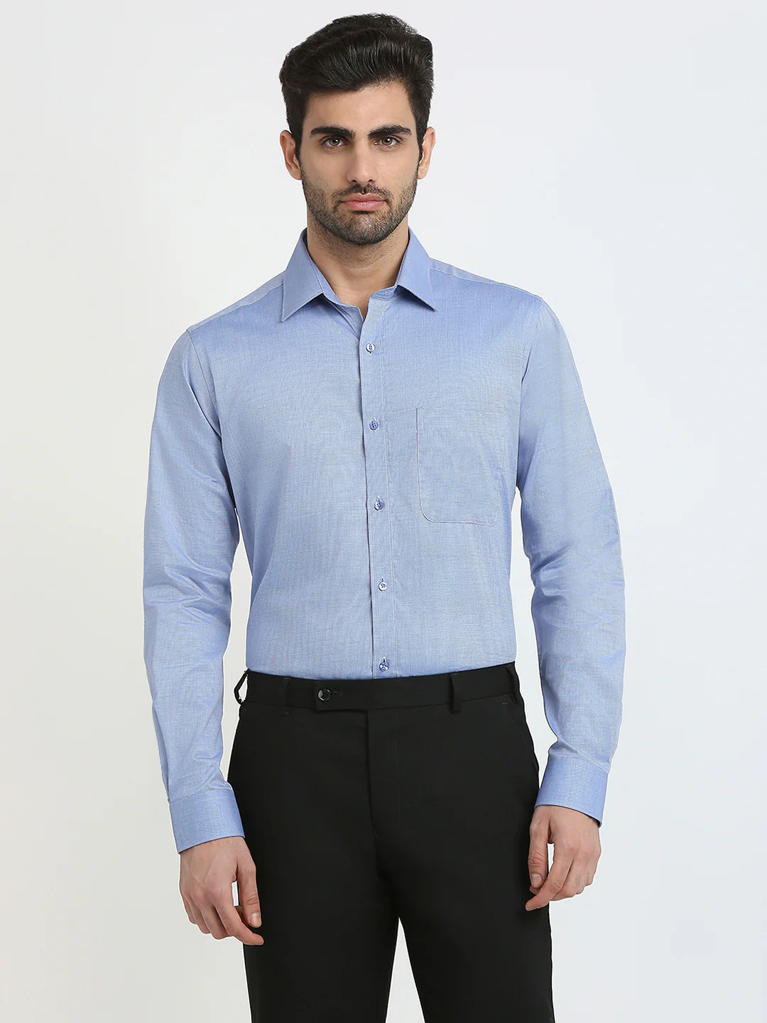 Raymond Men Blue Structure Slim Fit Cotton Formal Shirt