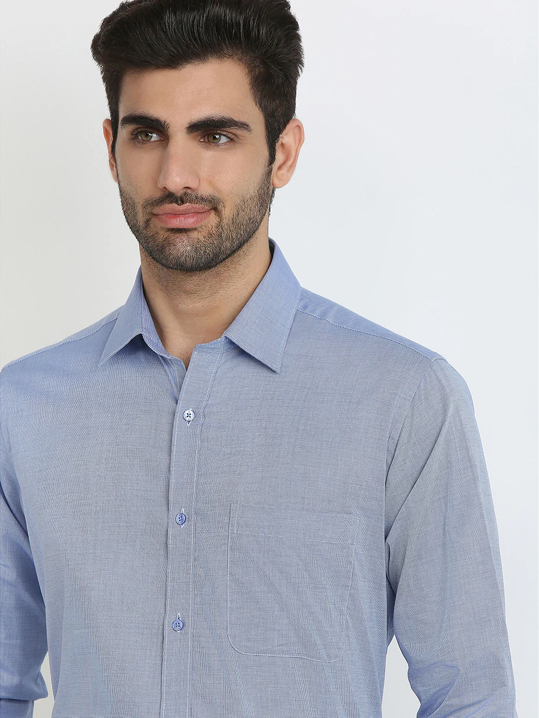 Raymond Men Blue Structure Slim Fit Cotton Formal Shirt - Image 6