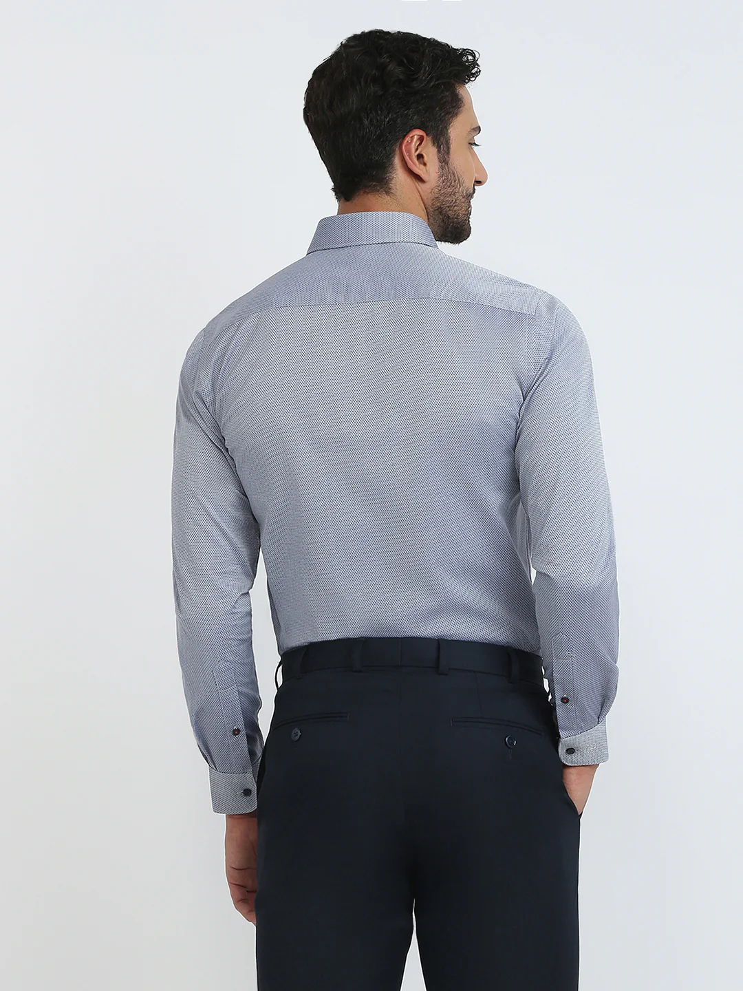 Raymond Men Blue Structure Slim Fit Cotton Formal Shirt - Image 4