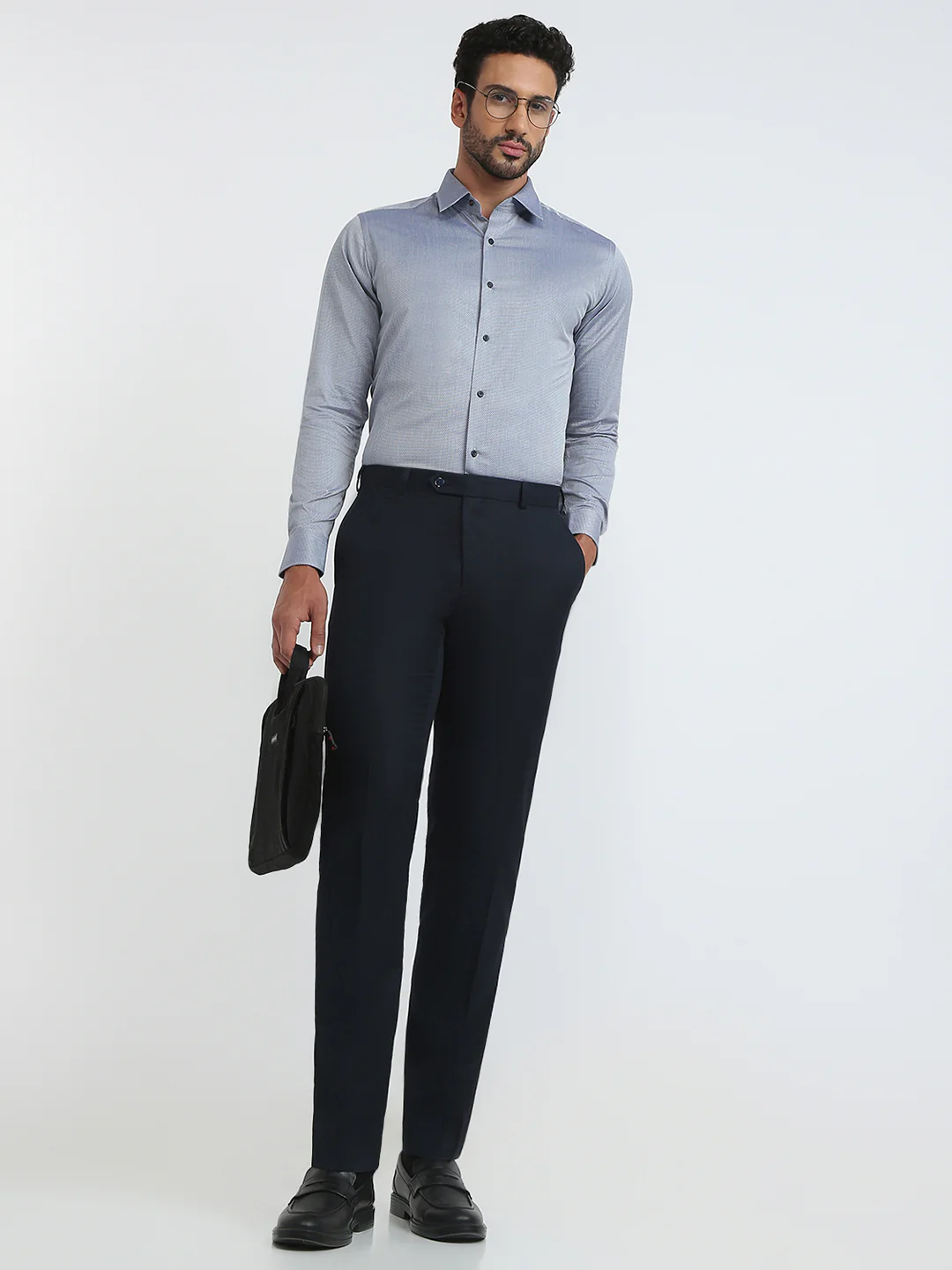 Raymond Men Blue Structure Slim Fit Cotton Formal Shirt - Image 5