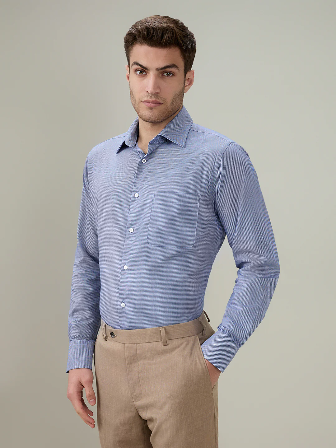 Raymond Men Blue Structure Slim Fit Cotton Full Sleeve Formal Shirt - Image 2