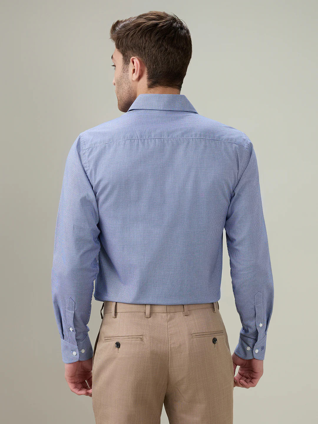 Raymond Men Blue Structure Slim Fit Cotton Full Sleeve Formal Shirt - Image 4
