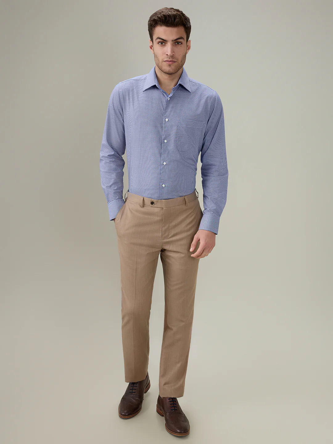 Raymond Men Blue Structure Slim Fit Cotton Full Sleeve Formal Shirt - Image 5