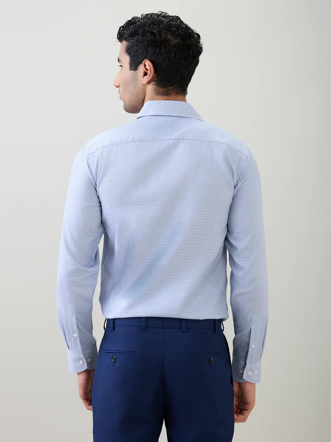 Raymond Men Blue Structure Slim Fit Cotton Full Sleeve Formal Shirt - Image 4