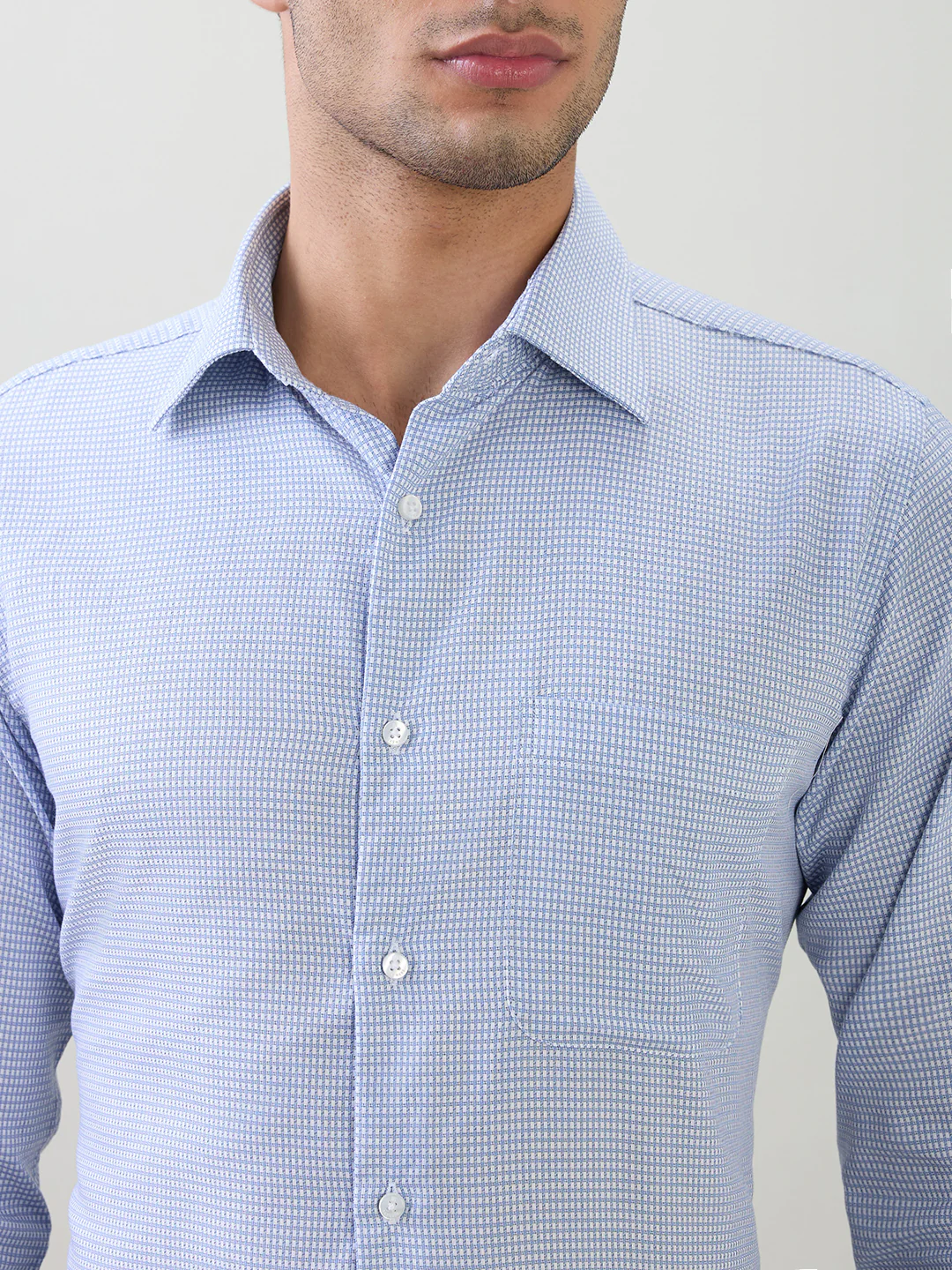 Raymond Men Blue Structure Slim Fit Cotton Full Sleeve Formal Shirt - Image 6