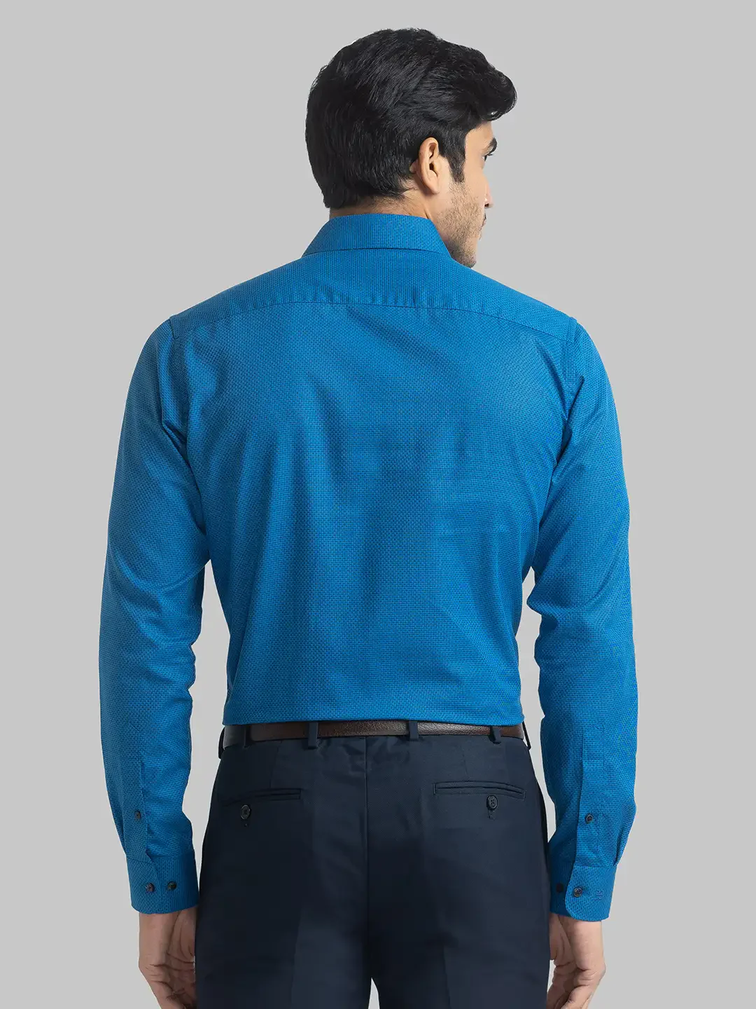 Raymond Men Blue Structure Slim Fit Cotton Full Sleeve Shirts - Image 4