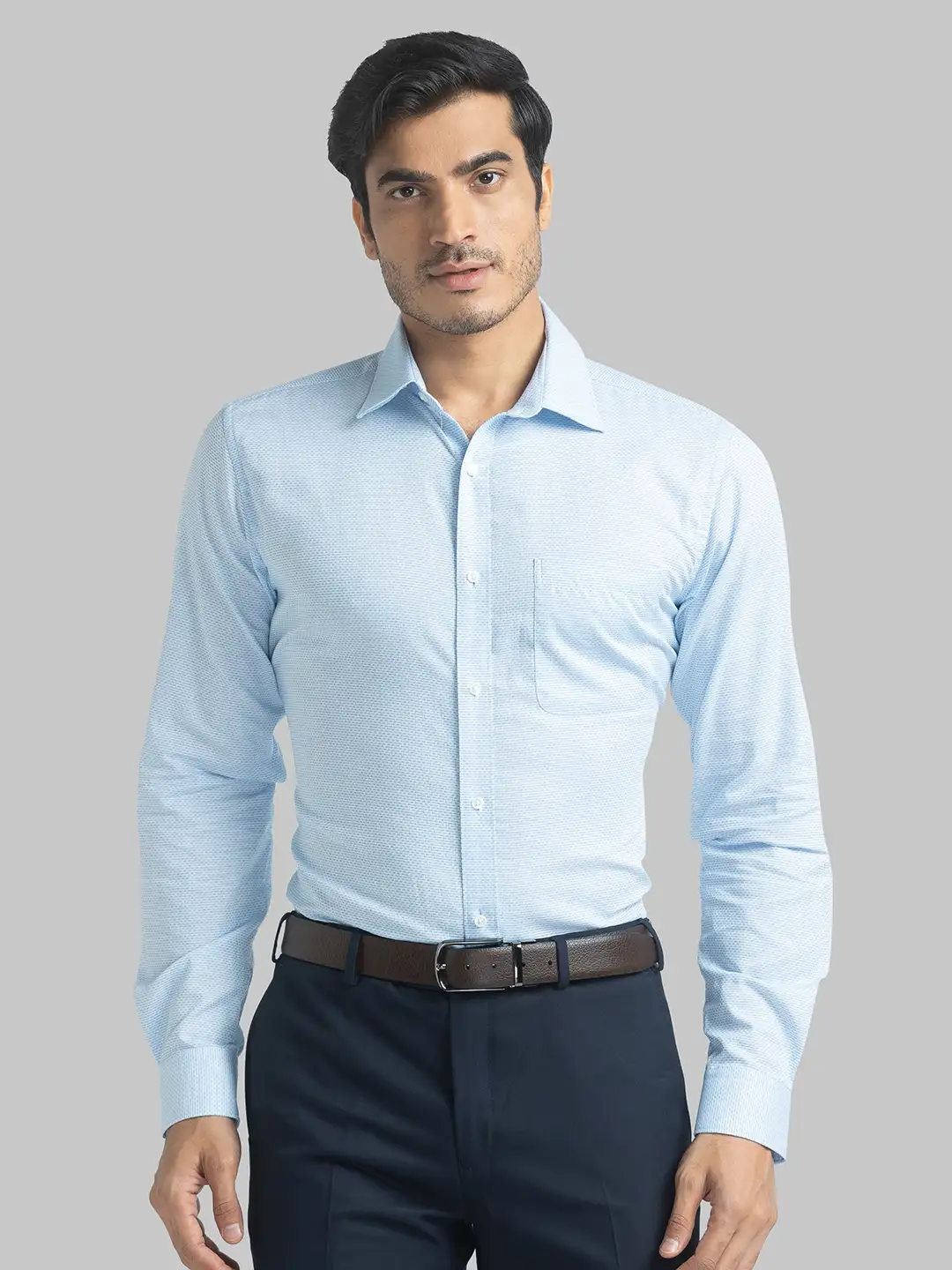 Raymond Men Blue Structure Slim Fit Cotton Full Sleeve Shirts