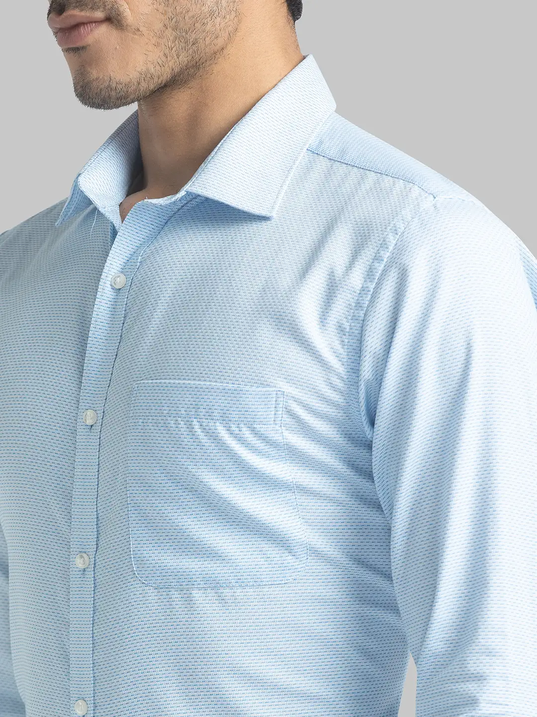 Raymond Men Blue Structure Slim Fit Cotton Full Sleeve Shirts - Image 6