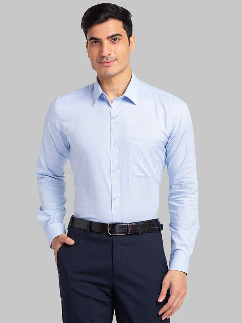 Raymond Men Blue Structure Slim Fit Cotton Shirt