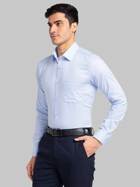 Raymond Men Blue Structure Slim Fit Cotton Shirt - Image 3