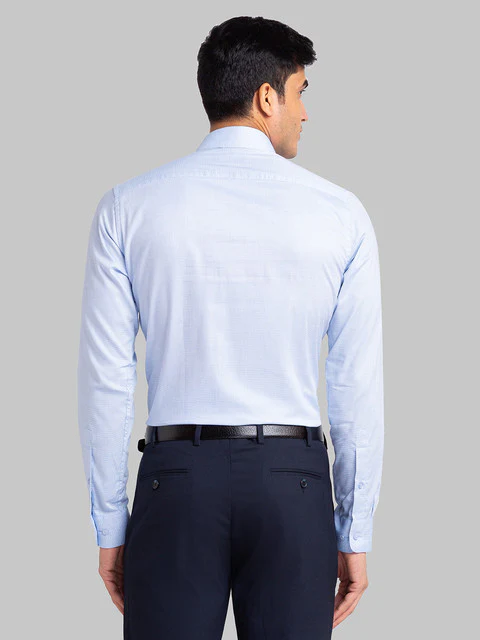 Raymond Men Blue Structure Slim Fit Cotton Shirt - Image 4