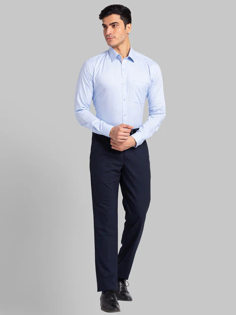 Raymond Men Blue Structure Slim Fit Cotton Shirt - Image 5