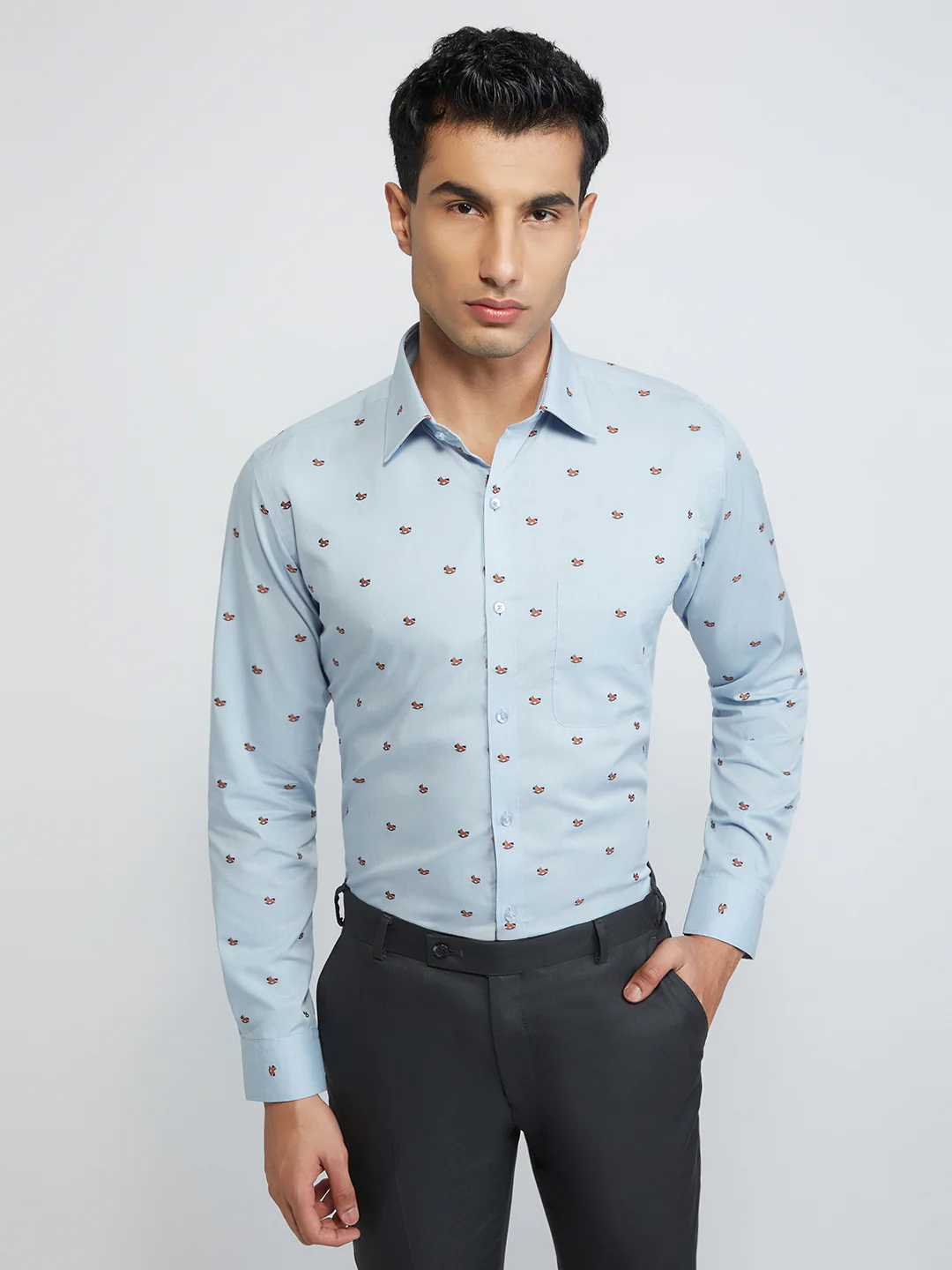 Raymond Men Blue Structure Slim Fit Cotton Shirt