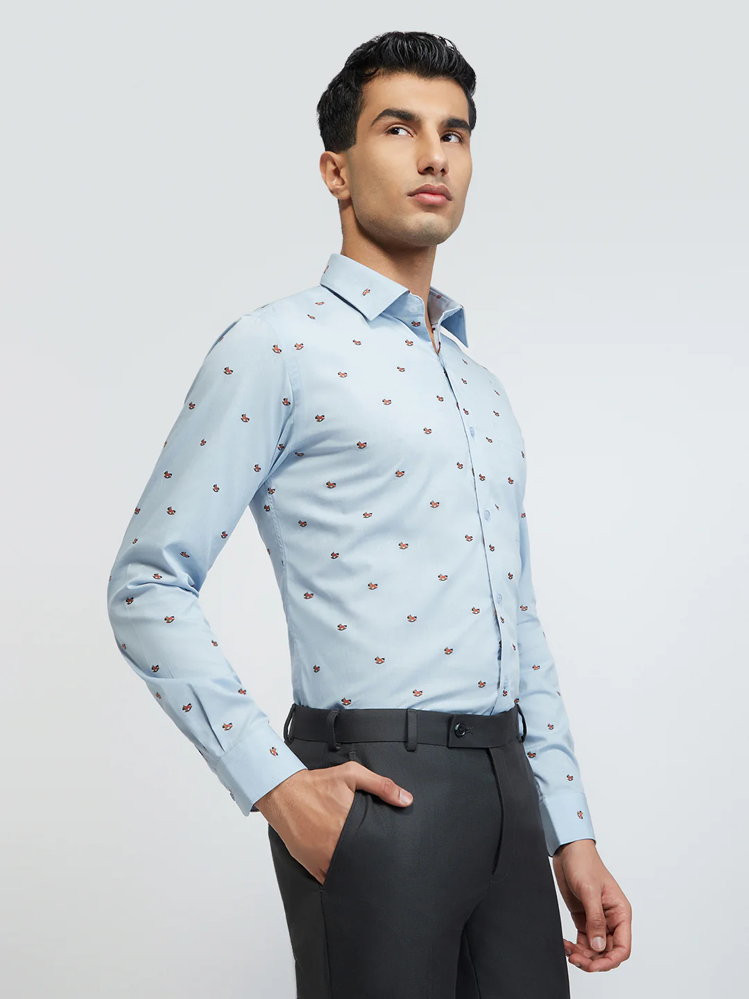 Raymond Men Blue Structure Slim Fit Cotton Shirt - Image 2