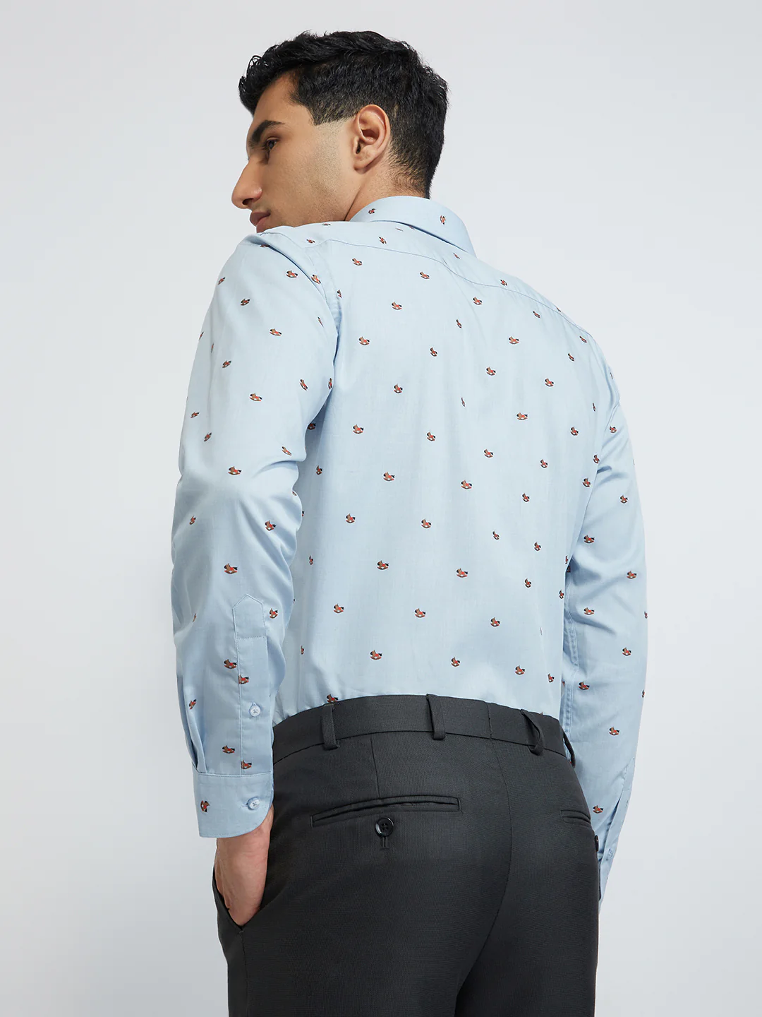 Raymond Men Blue Structure Slim Fit Cotton Shirt - Image 4