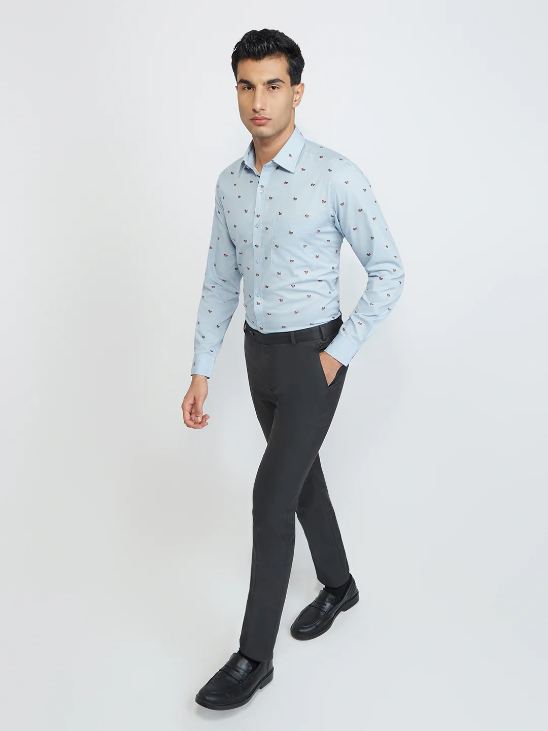 Raymond Men Blue Structure Slim Fit Cotton Shirt - Image 5
