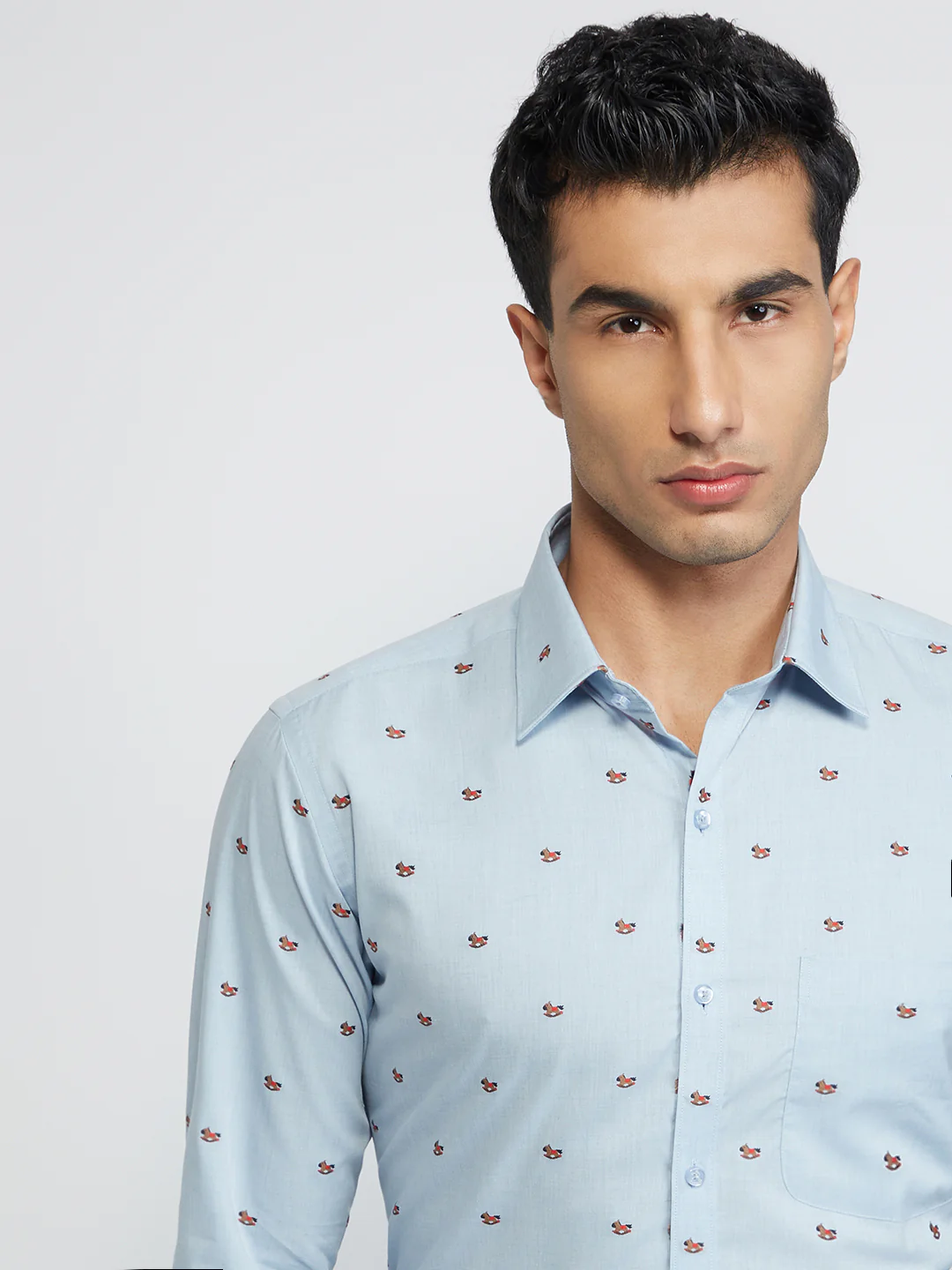 Raymond Men Blue Structure Slim Fit Cotton Shirt - Image 6