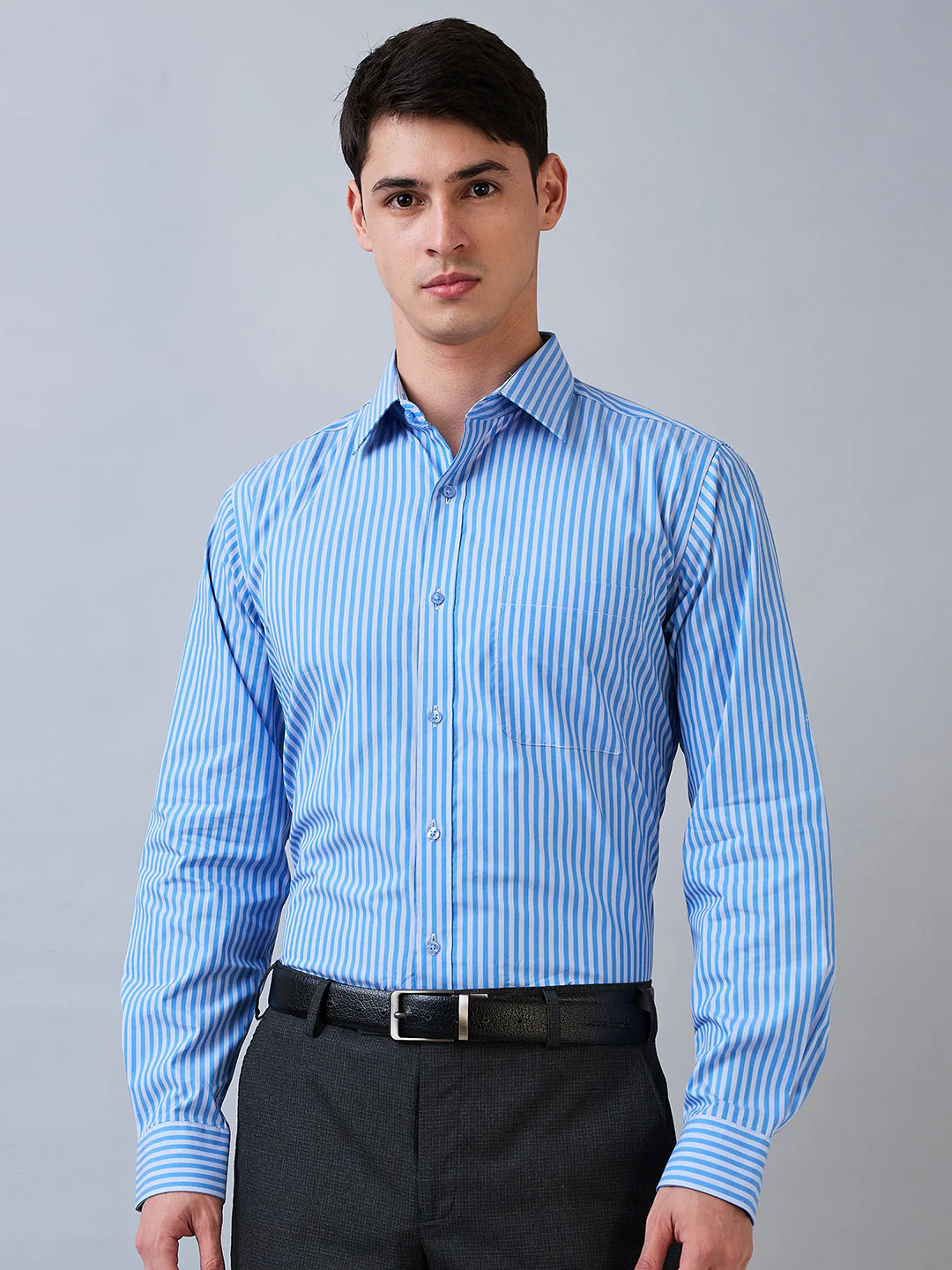 Raymond Men Blue Structure Slim Fit Cotton Shirt