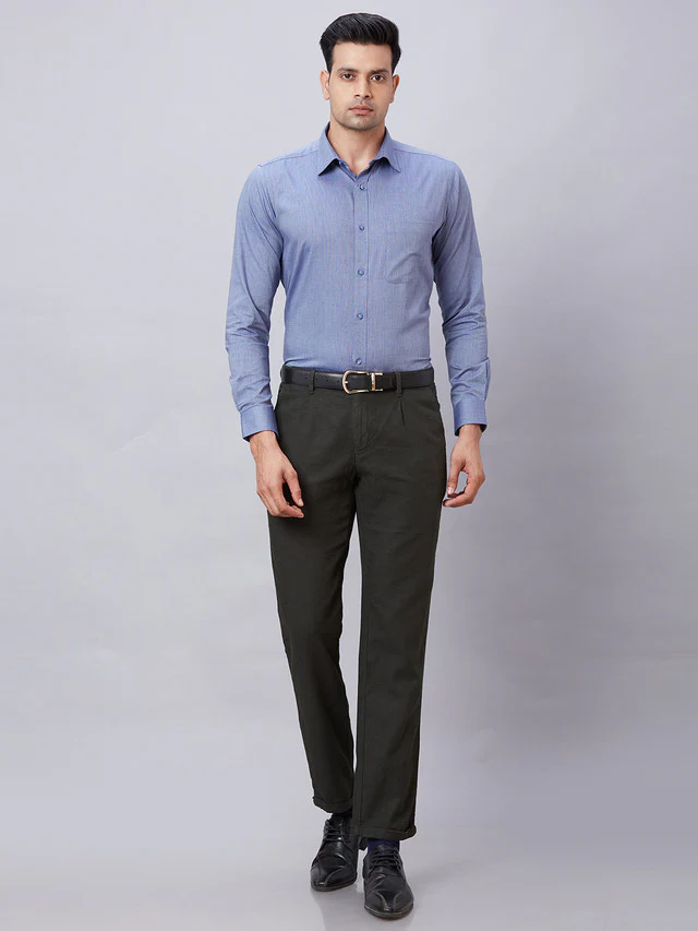 Raymond Men Blue Structure Slim Fit Cotton Shirt - Image 6