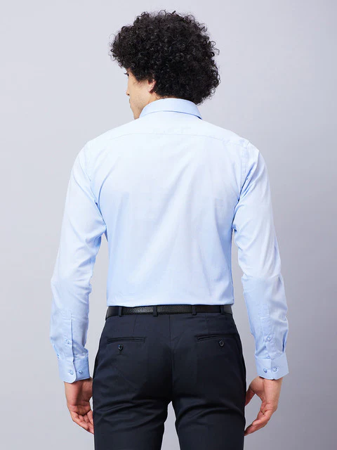 Raymond Men Blue Structure Slim Fit Cotton Shirt - Image 5