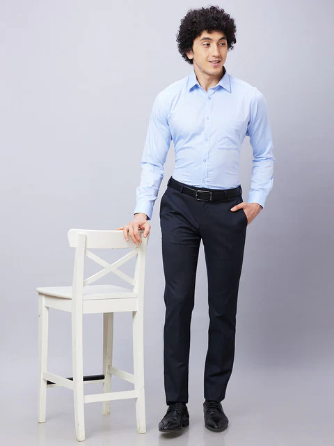 Raymond Men Blue Structure Slim Fit Cotton Shirt - Image 6