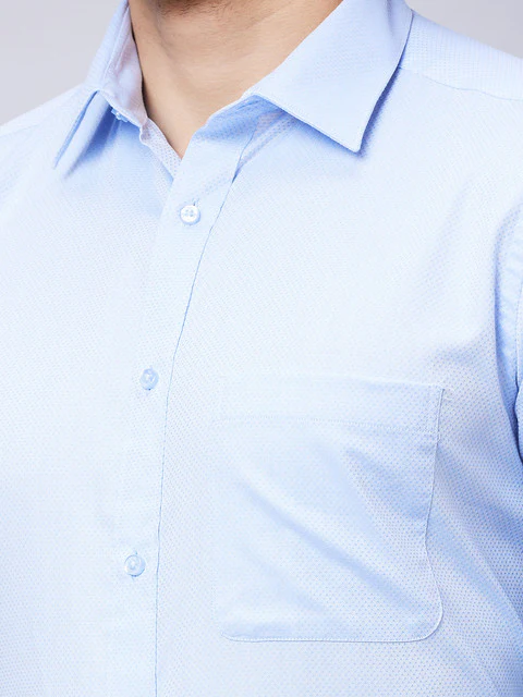 Raymond Men Blue Structure Slim Fit Cotton Shirt - Image 7