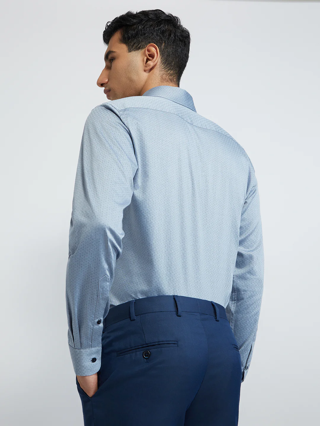 Raymond Men Blue Structure Slim Fit Cotton Shirt - Image 4