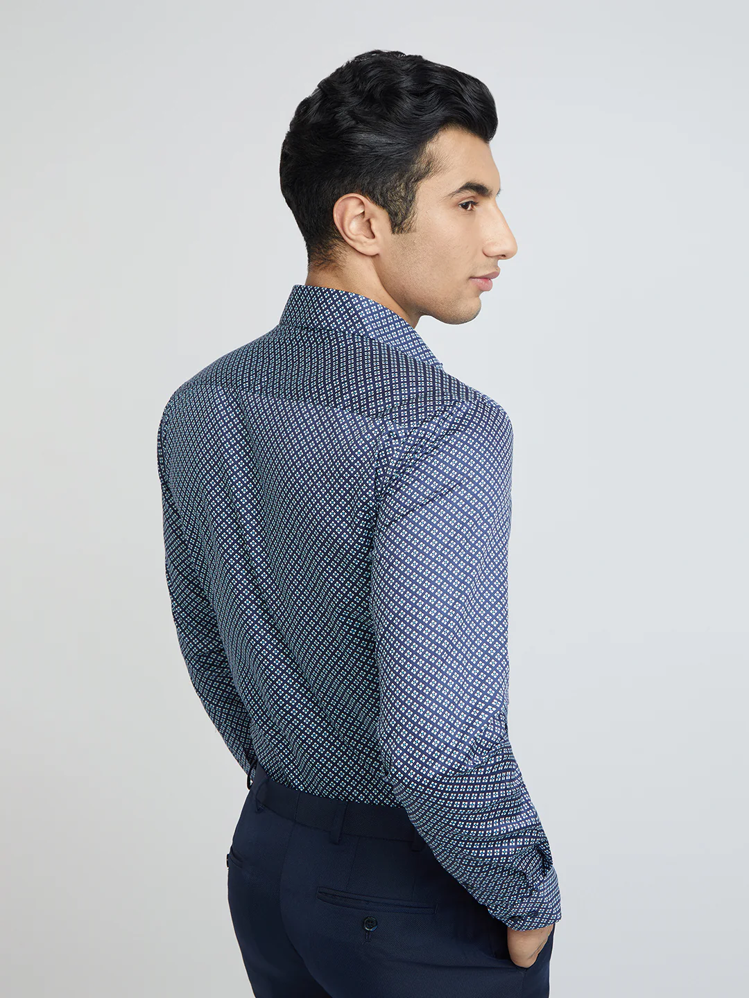 Raymond Men Blue Structure Slim Fit Cotton Shirt - Image 5