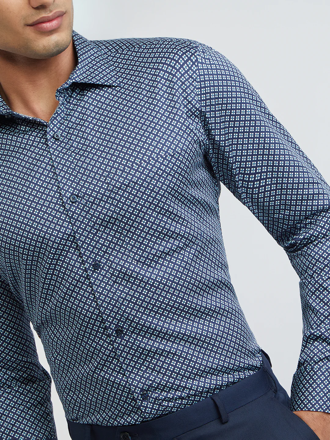 Raymond Men Blue Structure Slim Fit Cotton Shirt - Image 7