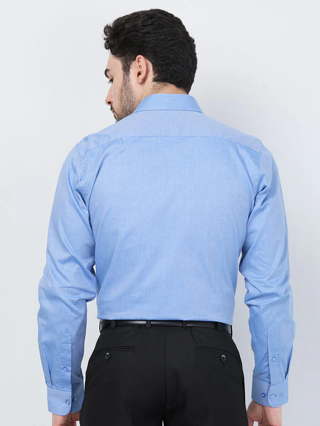 Raymond Men Blue Structure Slim Fit Cotton Shirt - Image 5