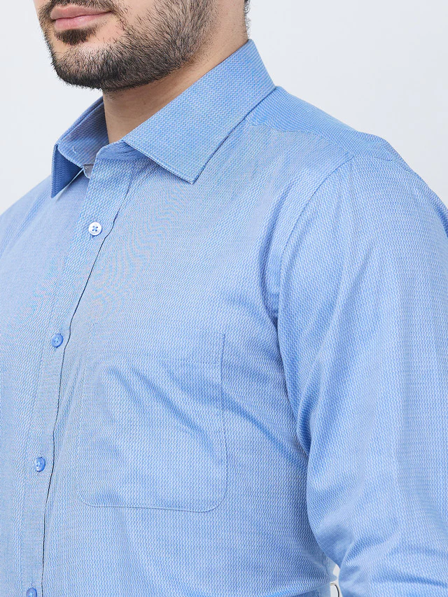 Raymond Men Blue Structure Slim Fit Cotton Shirt - Image 7