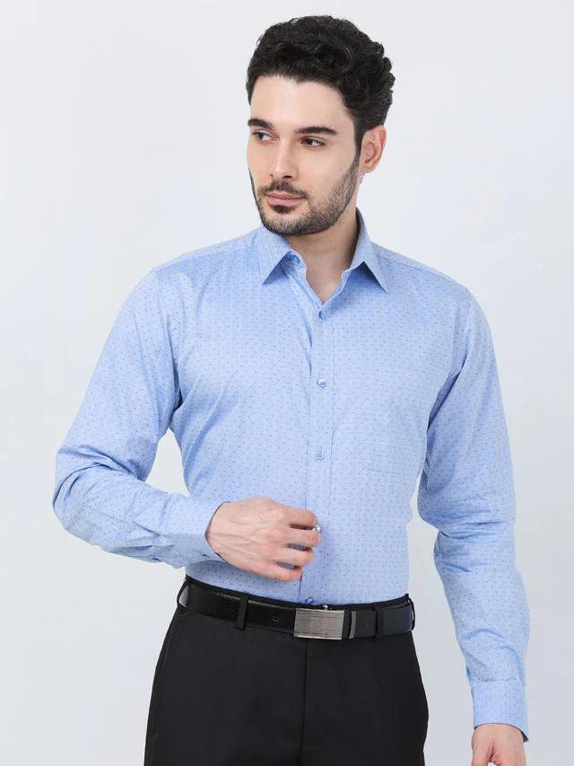 Raymond Men Blue Structure Slim Fit Cotton Shirt