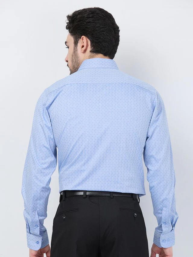 Raymond Men Blue Structure Slim Fit Cotton Shirt - Image 5