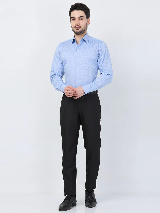 Raymond Men Blue Structure Slim Fit Cotton Shirt - Image 6